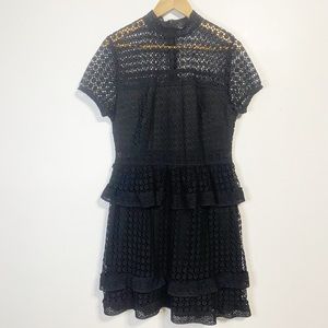 She + Sky black lace form fitting cocktail dress size Large